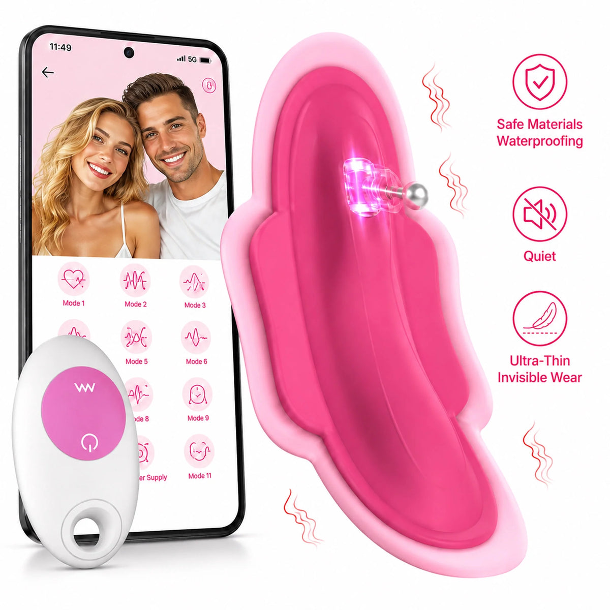 APP Remote Control Vibrator Female Sex Toys Bluetooth Wearable Vibrating Panty Silicone Mini Stimulator Waterproof Adult Toy with 11 Vibrating Modes for Women Couples Pleasure