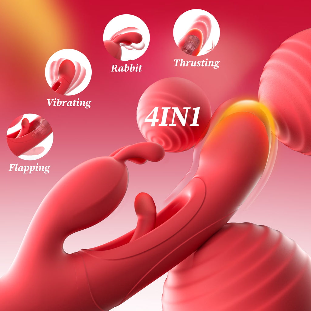 Female Sex Toys Thrusting Rabbit Vibrator for Women with 7 Powerful Vibrations & 4 Flapping Modes, Waterproof Adult Toy