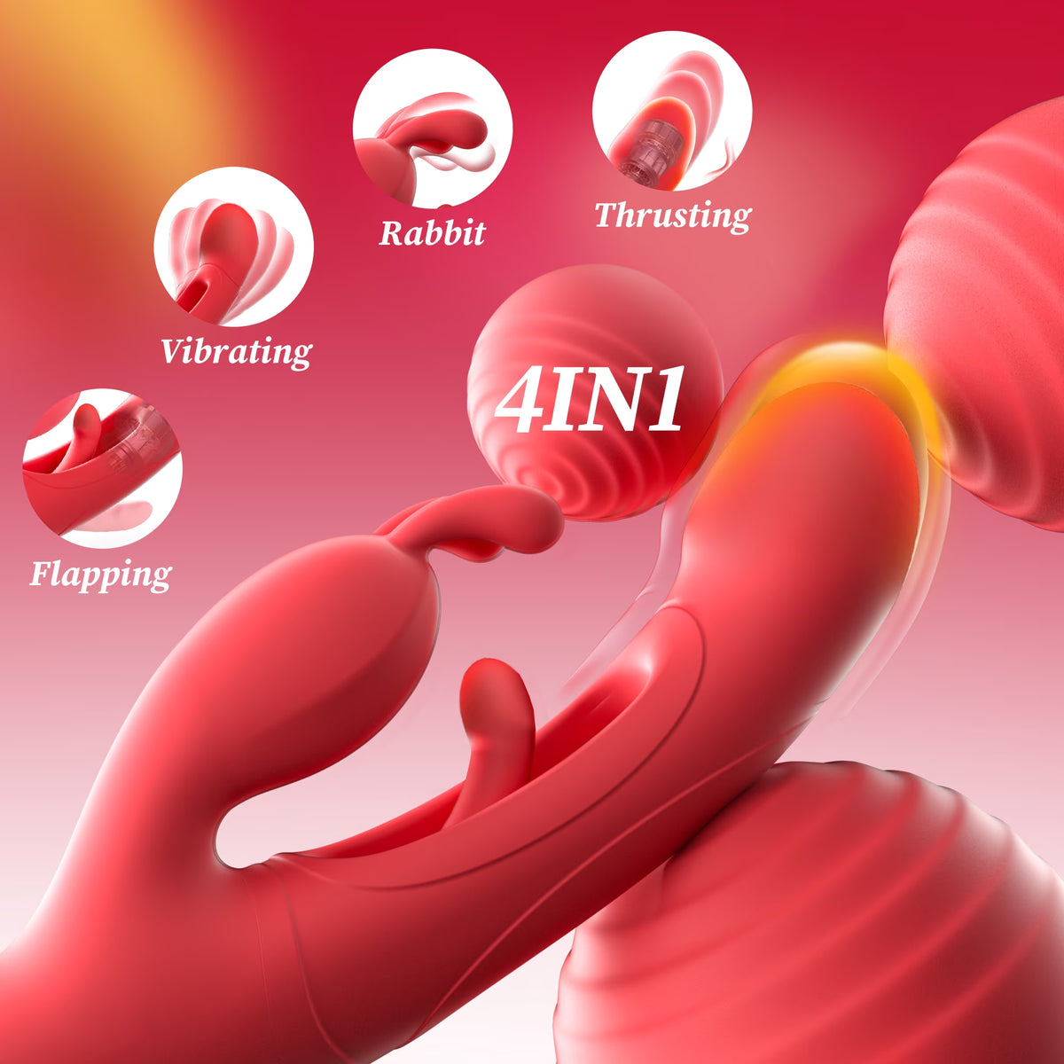 Female Sex Toys Thrusting Rabbit Vibrator for Women with 7 Powerful Vibrations & 4 Flapping Modes, Waterproof Adult Toy