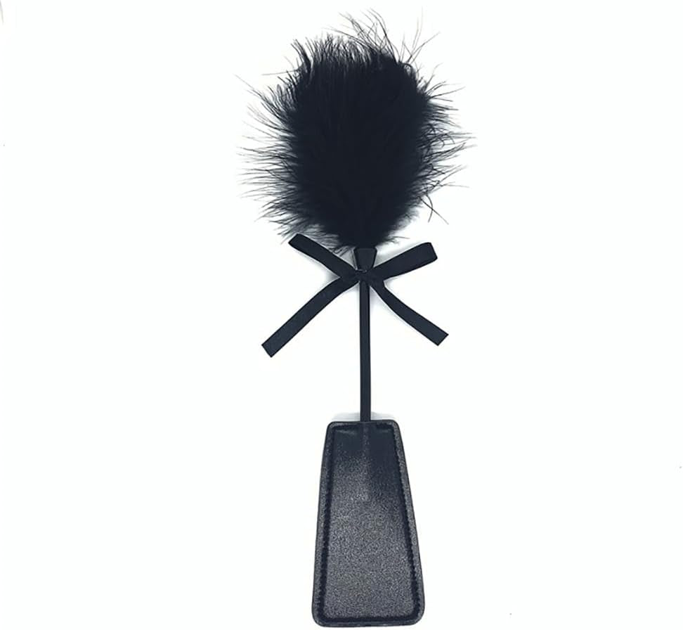 3 Pcs Faux Feather Tickler PU Leather Sex Paddle Satin Sexy Eye Mask Toy Handcuffs with Keys Spanking Sex Blindfold Whip Horse Riding Crop Bedroom Role Play Toys