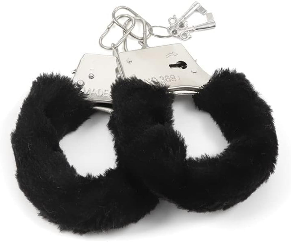 Furry Adjustable Sex Handcuffs with Keys,Ankle Bracelets,Sm Adult Plush Stainless Steel Bondage Fetish Handcuffs,Adult Sex Toys
