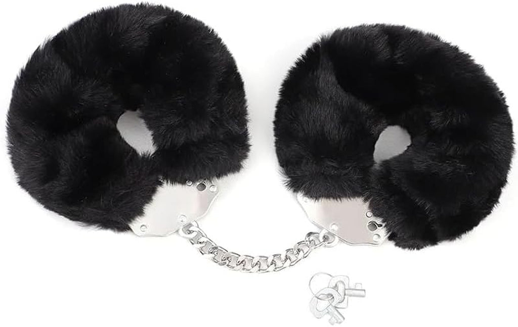 Furry Adjustable Sex Handcuffs with Keys,Ankle Bracelets,Sm Adult Plush Stainless Steel Bondage Fetish Handcuffs,Adult Sex Toys