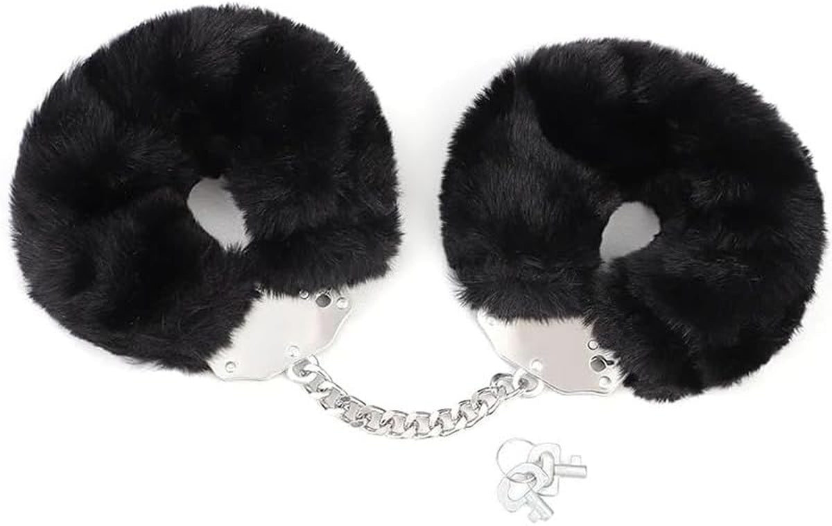 Furry Adjustable Sex Handcuffs with Keys,Ankle Bracelets,Sm Adult Plush Stainless Steel Bondage Fetish Handcuffs,Adult Sex Toys