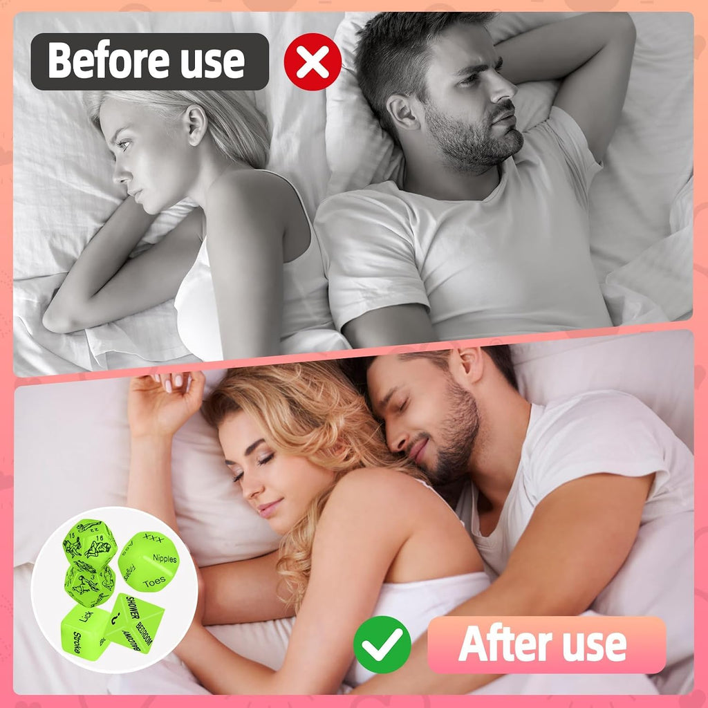 Sex Dice Games, Date Night Dice Toys for Couple, Acrylic Dice for Romantic Ideas（Glow in the Dark Dice 5PCS