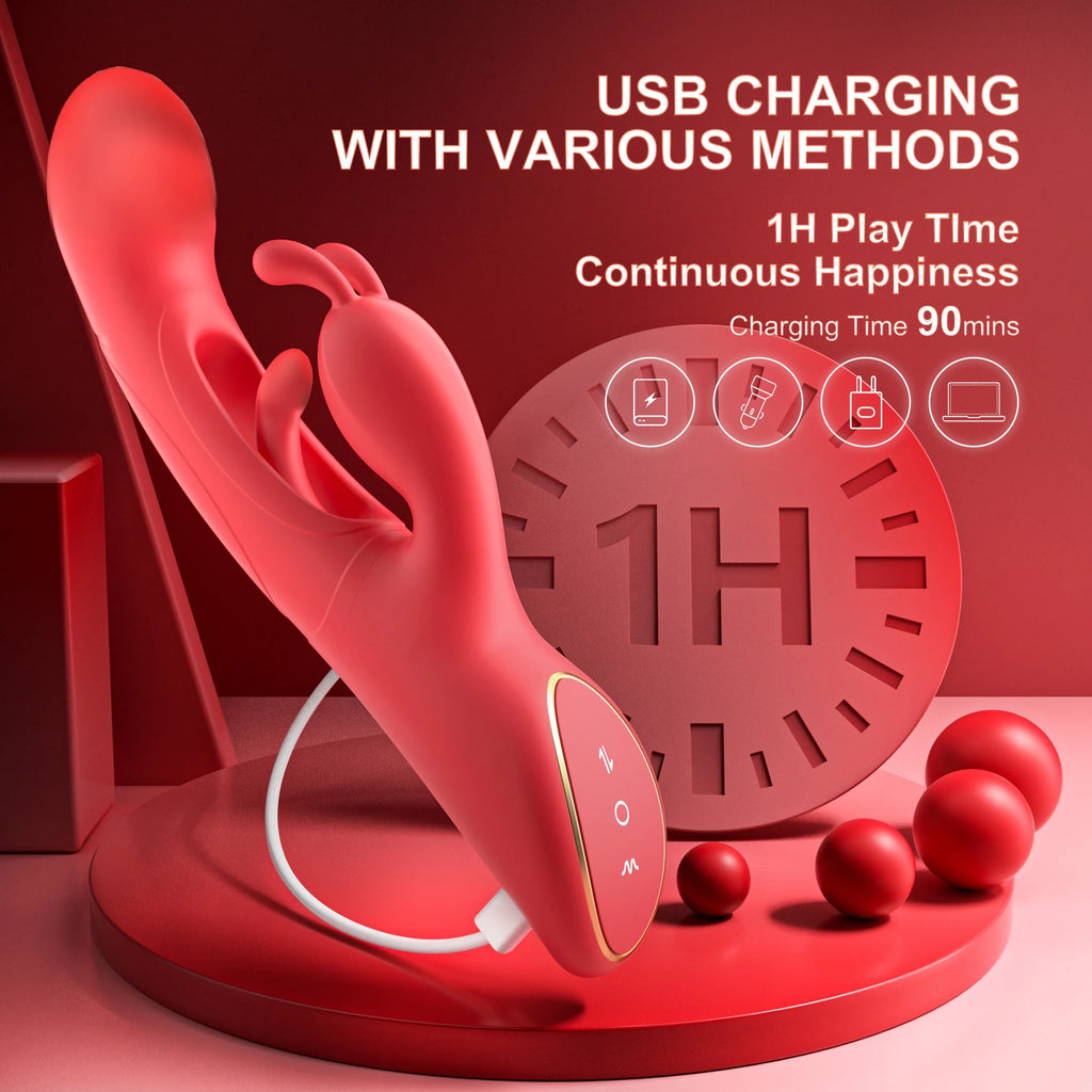 Female Sex Toys Thrusting Rabbit Vibrator for Women with 7 Powerful Vibrations & 4 Flapping Modes, Waterproof Adult Toy