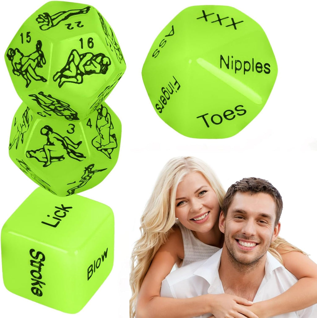 Sex Dice Games, Date Night Dice Toys for Couple, Acrylic Dice for Romantic Ideas（Glow in the Dark Dice 5PCS
